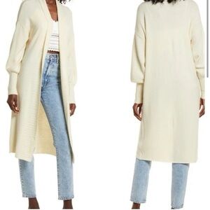 AFRM Shaylee Duster Open Front knit cardigan sweater XS cream